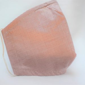 red cream mini check face mask large - side