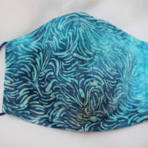 turquoise wave batik triple layer face mask - adult large