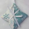 teal white contract snowflake lavender bag